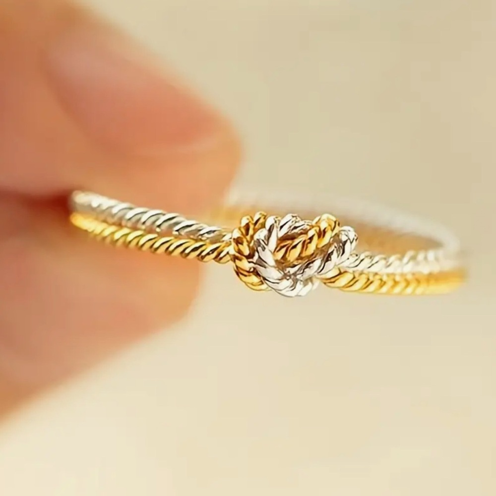 NEW Two Tone Knot Rope Ring Size 8 - Picture 2 of 9